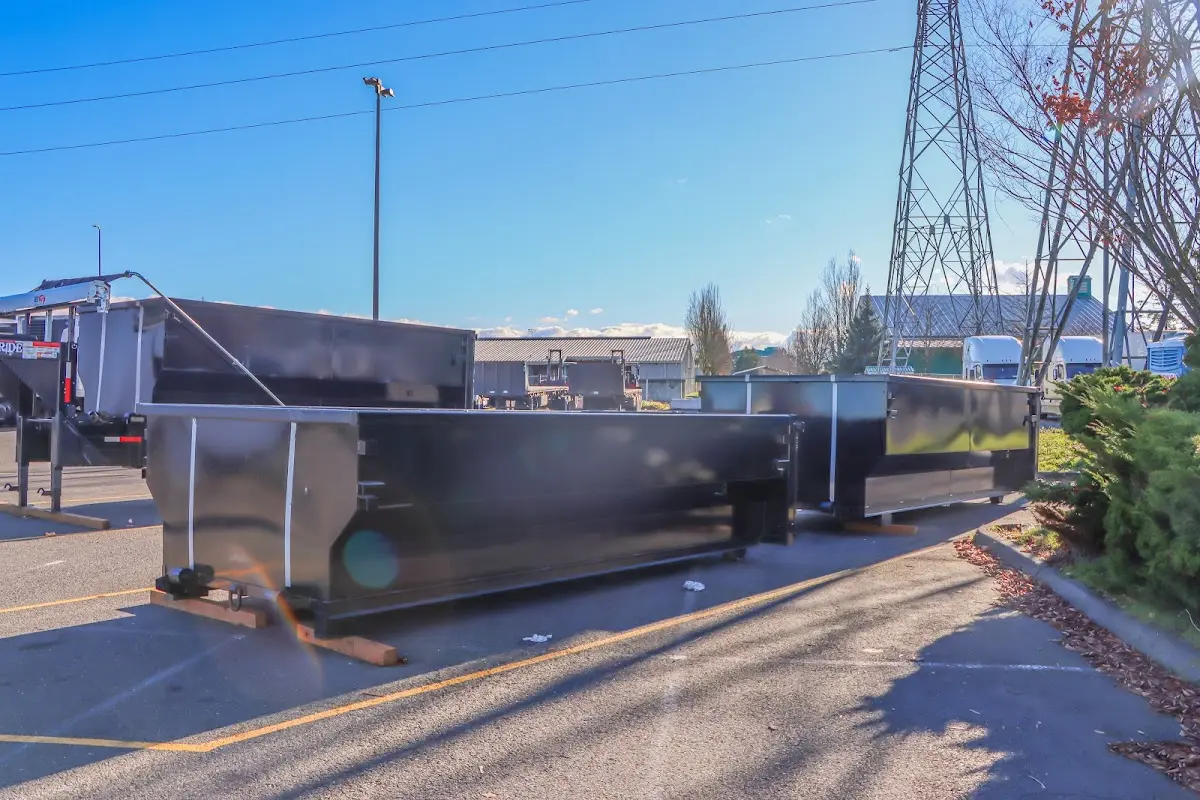 Roll-off dumpster ready for waste disposal at job site for Construction Dumpster Rental in Brownstown